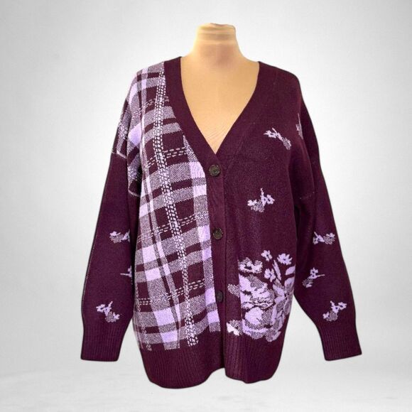 99 JANE STREET  Mixed Print Button Front Cardigan, NWT! Size 2X - Picture 1 of 10
